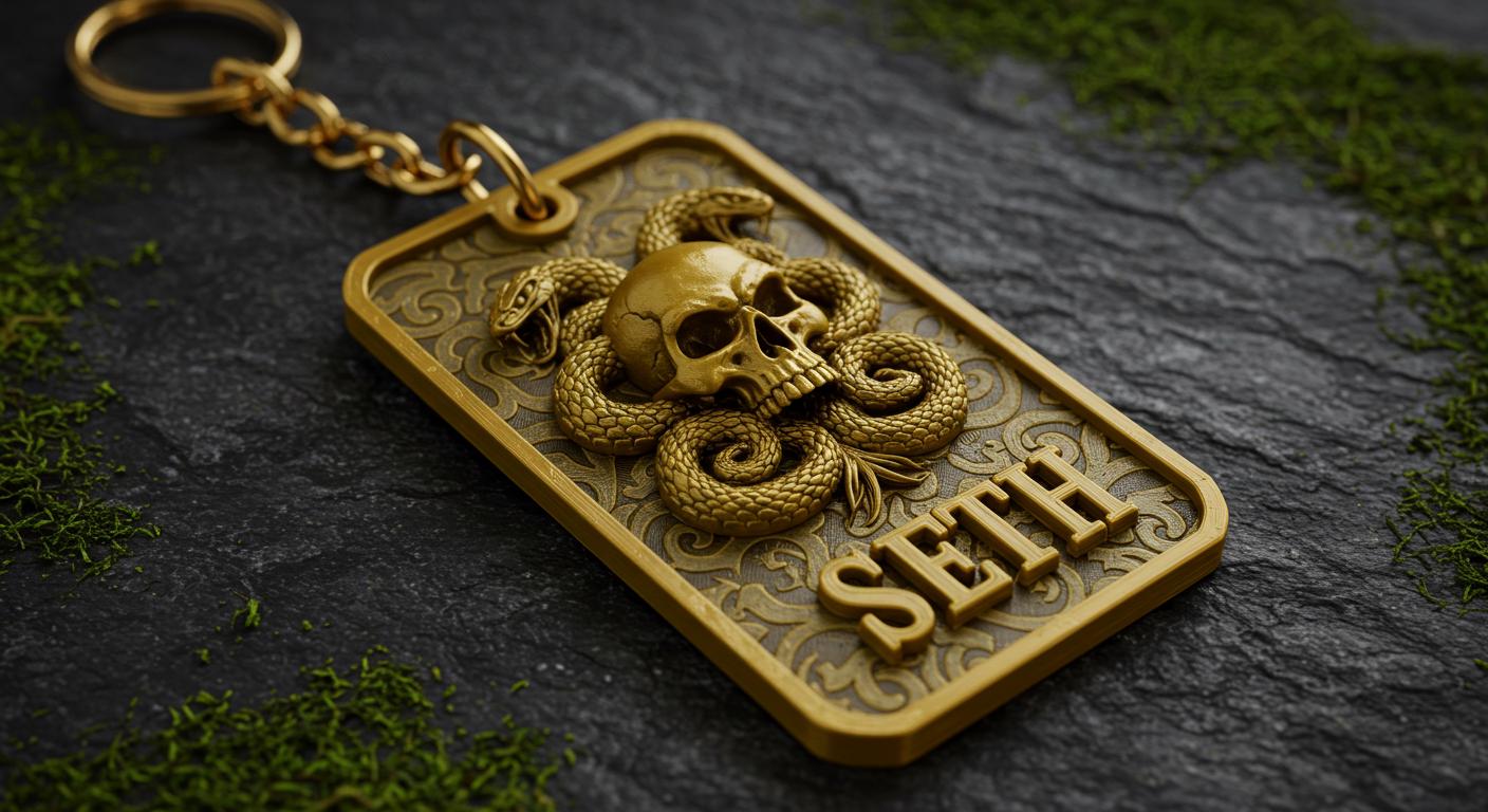 Custom Serpent Skull Key Chain Name Tag | Gothic Snake Coil Horror Tag ...
