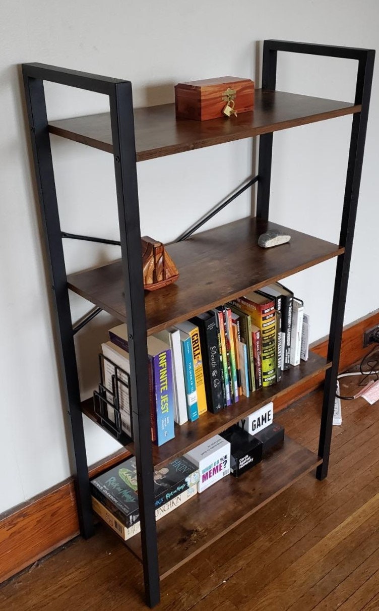 4 Tier Bookshelf Storage Unit Bookcase With Open Shelves Brown Etsy
