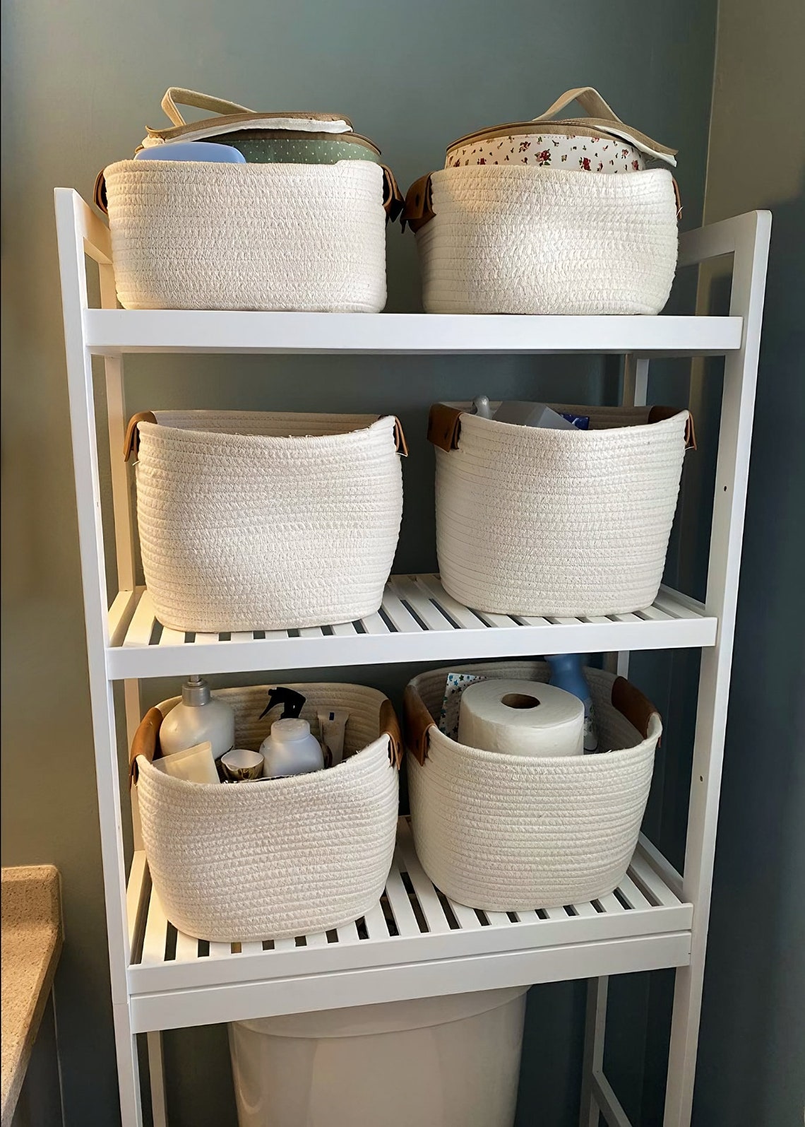 Over the Toilet Bamboo Storage Rack Bathroom Organizer With 3 Etsy