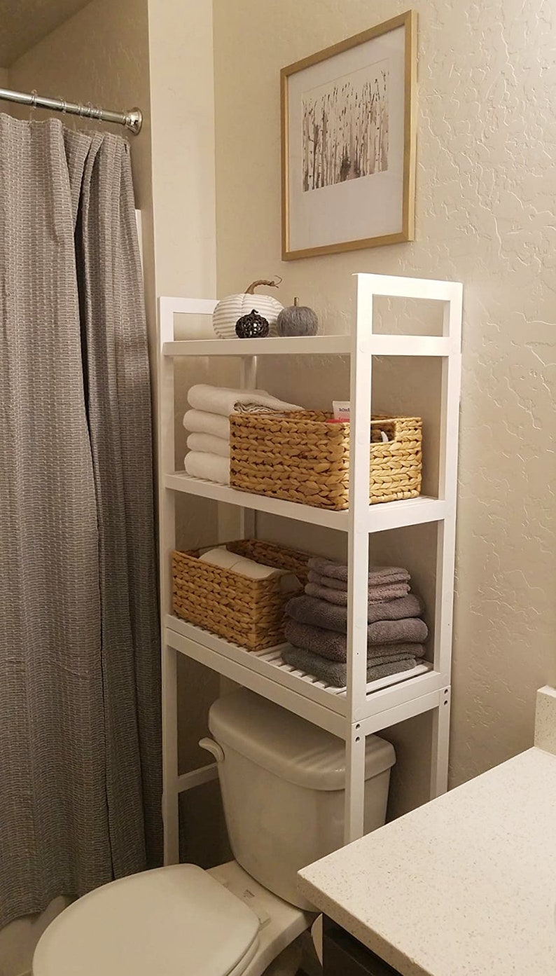 Over the Toilet Bamboo Storage Rack Bathroom Organizer With 3 Etsy