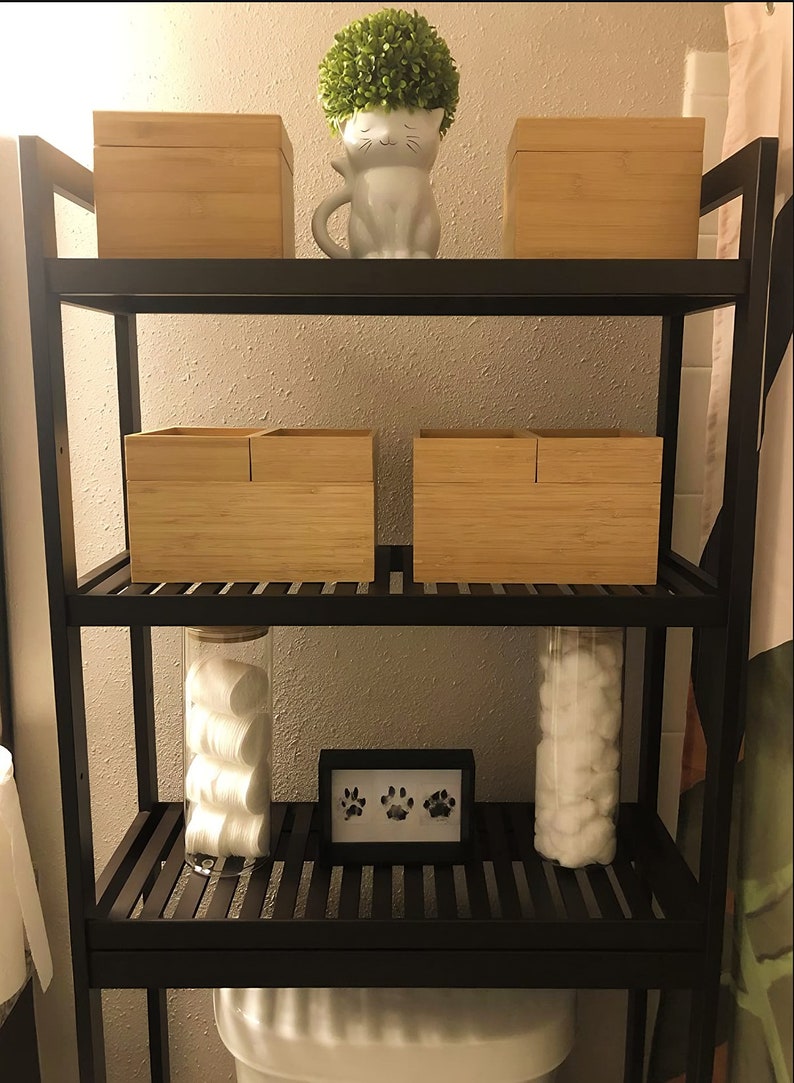 Over the Toilet Bamboo Storage Rack Bathroom Organizer With 3 Etsy