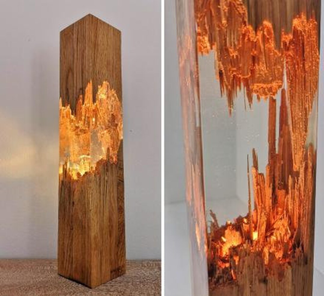 Unique Epoxy Lamp Epoxy Wood Lamp Live Edge Wooden Lamp Etsy