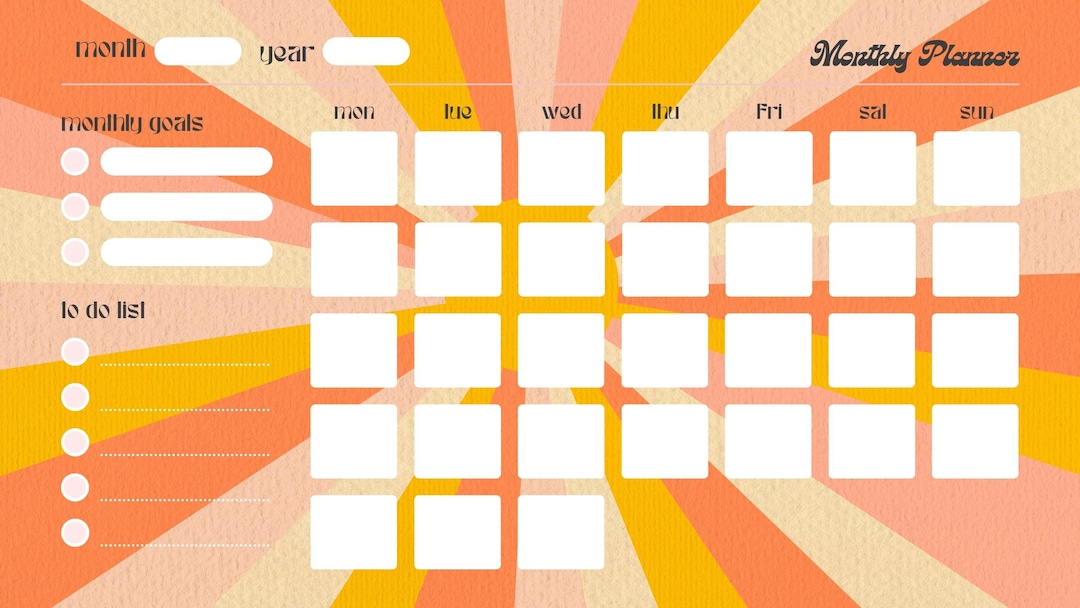 Blank Monthly Calendar Page Template / Digital Download / - Etsy