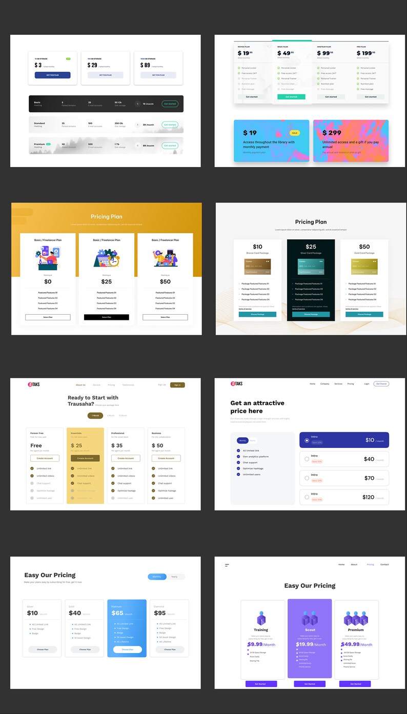 May include: A comparison of different pricing plans for a service or product. The plans are displayed in a table format with different features and prices. The plans are labeled as "Free", "$25", "$35", and "$50".