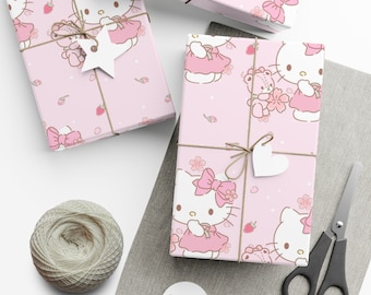 Hello Kitty-cadeaupapier | Kawaii-cadeaupapier | Vel inpakpapier | Luxe cadeauverpakking | Verjaardagscadeauverpakking | Vellen cadeaupapier