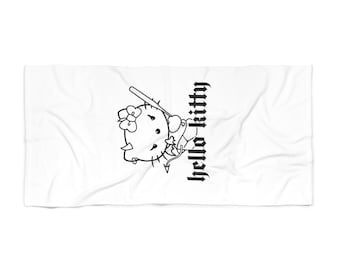 Hello Kitty Beach Towel | Cat Beach Towel | Kitty Lover Gift | Towel for Kids | Kawaii Bath Towel | Pool Towel | Colorful Summer Beach Towel