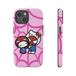 Hello Kitty and spider man Tough Cases | Hello Kitty phone Case Cover | Protective Case | phone Cover | Kawaii phone Case image 1