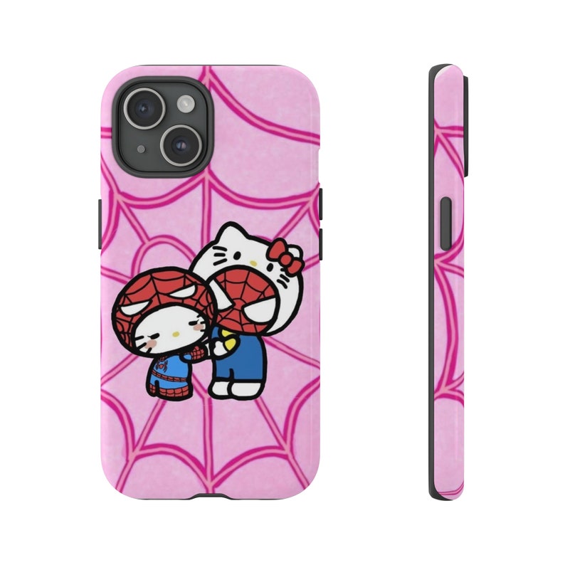 Hello Kitty and spider man Tough Cases | Hello Kitty phone Case Cover | Protective Case | phone Cover | Kawaii phone Case image 1