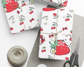 Hello Kitty-cadeaupapier | Kawaii-cadeaupapier | Vel inpakpapier | Luxe cadeauverpakking | Verjaardagscadeauverpakking | Vellen cadeaupapier