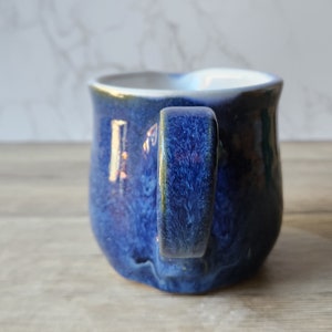 Handmade pottery Jug, 400ml ceramic creamer, Australian-made milk jug, mottled Blue creamer, gravy boat, milk jug, small pitcher image 4