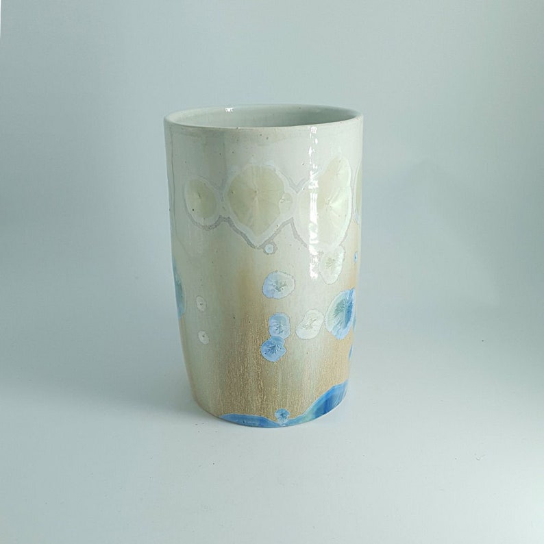 Handmade porcelain pottery utensil holder Unique ceramic vase Crystalline glaze ceramic image 5