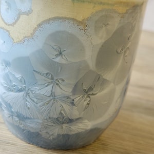 Small handmade pottery cup with crystalline glaze Hand made Ceramic tumbler pencil holder ceramic cylinder pottery mug image 8