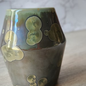 Ceramic bud Vase Handmade small pottery vase Porcelain crystalline vase made in Australia Deep green mirror finish SECOND Marked down. image 5