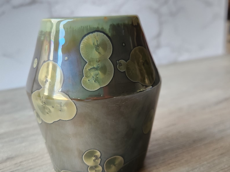 Ceramic bud Vase Handmade small pottery vase Porcelain crystalline vase made in Australia Deep green mirror finish SECOND Marked down. image 5