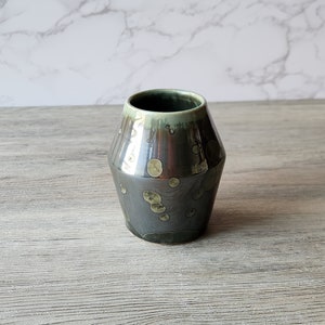 Ceramic bud Vase Handmade small pottery vase Porcelain crystalline vase made in Australia Deep green mirror finish SECOND Marked down. image 3