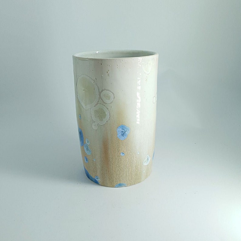 Handmade porcelain pottery utensil holder Unique ceramic vase Crystalline glaze ceramic image 6