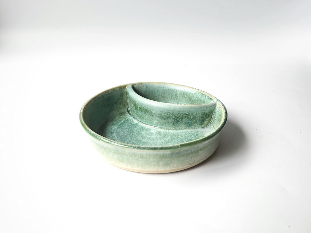 Pottery Chip and Dip Bowl snack Size  Seafoam Green 1 - Etsy UK