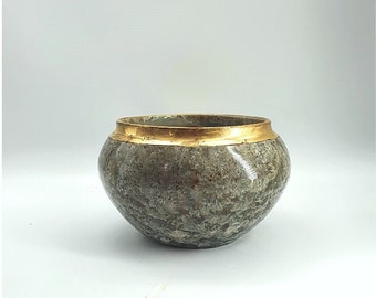 Crystaline pottery  bowl - Gold trim