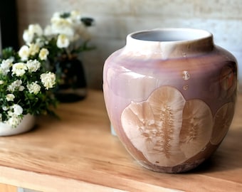 Handmade Crystalline  pottery Vase  - Entry way table display Vase - A unique gift for her