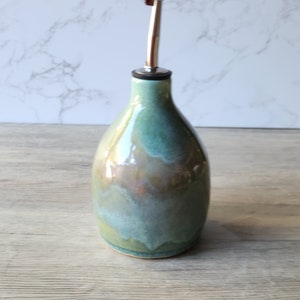 Hand made Pottery Oil Bottle Ceramic Olive oil pourer Oil dispencer made in Australia vinegar bottle image 2