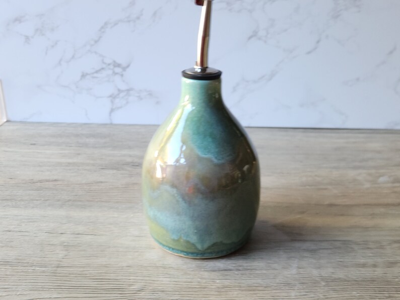 Hand made Pottery Oil Bottle Ceramic Olive oil pourer Oil dispencer made in Australia vinegar bottle image 2