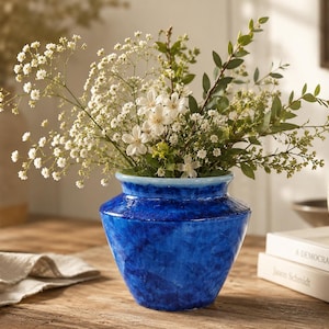 Handmade Blue Crystalline Porcelain Vase 10.5cm Australian Pottery