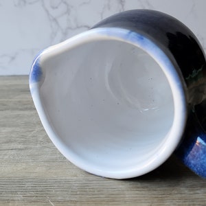 Handmade pottery Jug, 400ml ceramic creamer, Australian-made milk jug, mottled Blue creamer, gravy boat, milk jug, small pitcher image 8