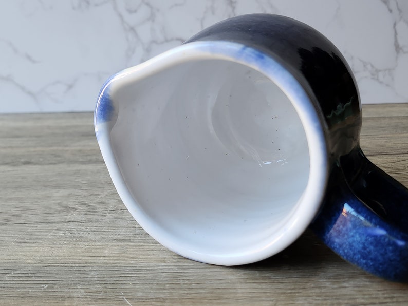 Handmade pottery Jug, 400ml ceramic creamer, Australian-made milk jug, mottled Blue creamer, gravy boat, milk jug, small pitcher image 8