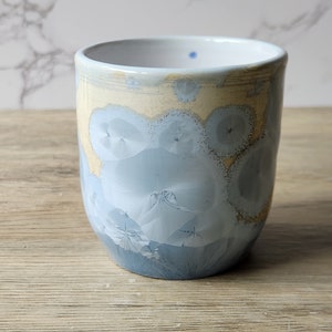 Small handmade pottery cup with crystalline glaze Hand made Ceramic tumbler pencil holder ceramic cylinder pottery mug image 2