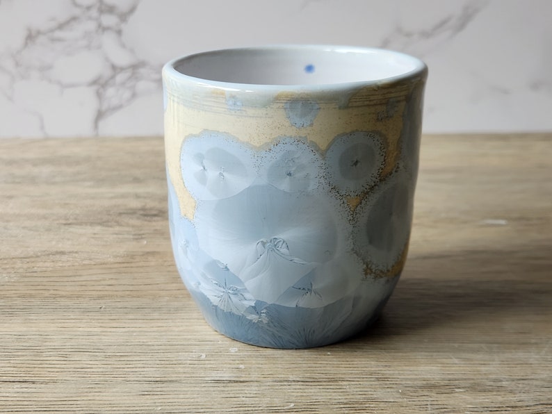 Small handmade pottery cup with crystalline glaze Hand made Ceramic tumbler pencil holder ceramic cylinder pottery mug image 2
