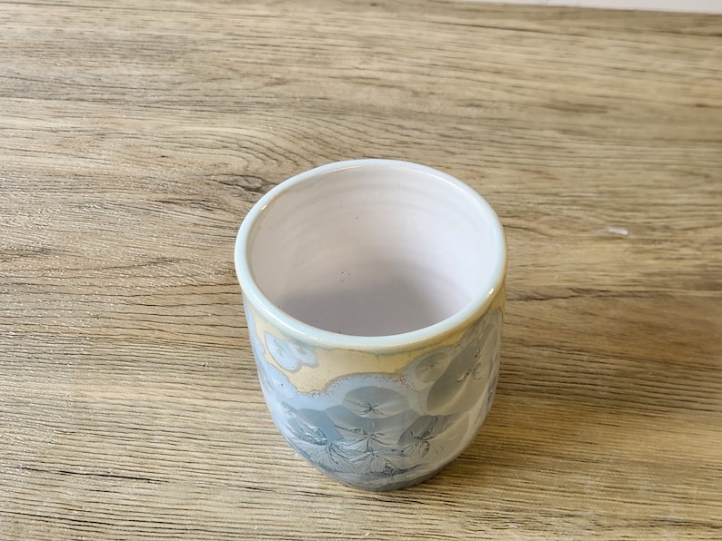 Small handmade pottery cup with crystalline glaze Hand made Ceramic tumbler pencil holder ceramic cylinder pottery mug image 6