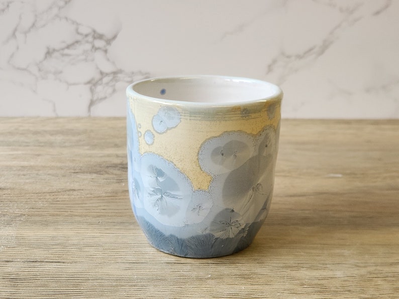 Small handmade pottery cup with crystalline glaze Hand made Ceramic tumbler pencil holder ceramic cylinder pottery mug image 3
