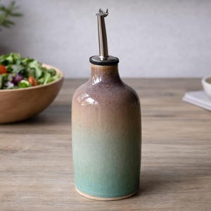 Handmade Ceramic Olive Oil Pourer: 400ml Pottery Dispenser, Made in Australia