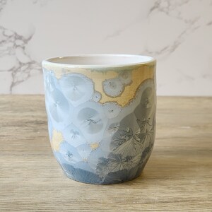 Small handmade pottery cup with crystalline glaze Hand made Ceramic tumbler pencil holder ceramic cylinder pottery mug image 5