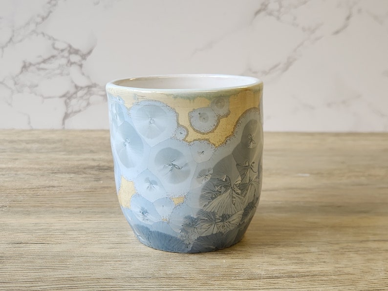 Small handmade pottery cup with crystalline glaze Hand made Ceramic tumbler pencil holder ceramic cylinder pottery mug image 5