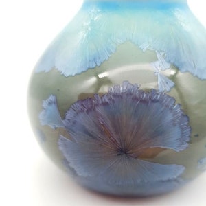 Handmade porcelain pottery bud vase Ceramic crystalline glaze small vase Blue Crystal glaze Australian made cermics image 4