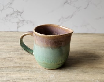 Handmade pottery Jug,  300ml ceramic creamer, Australian-made milk jug, Green Blue and Brown creamjug, gravy boat, ceramic milk jug