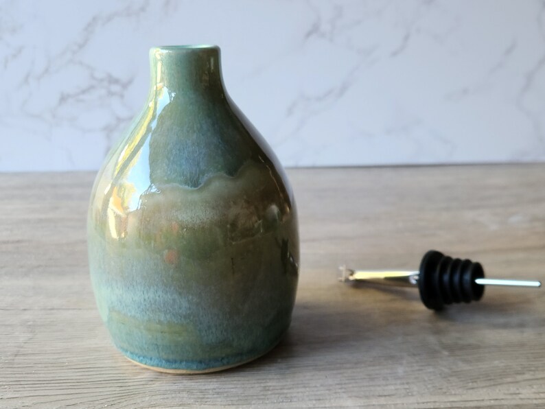 Hand made Pottery Oil Bottle Ceramic Olive oil pourer Oil dispencer made in Australia vinegar bottle image 8