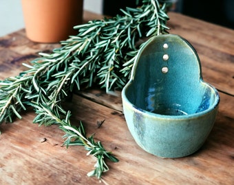 Handmade Pottery herb stripper - made in Australia  - Spearmint Green herb stripper bowl - kitchen helper - herb trimmer