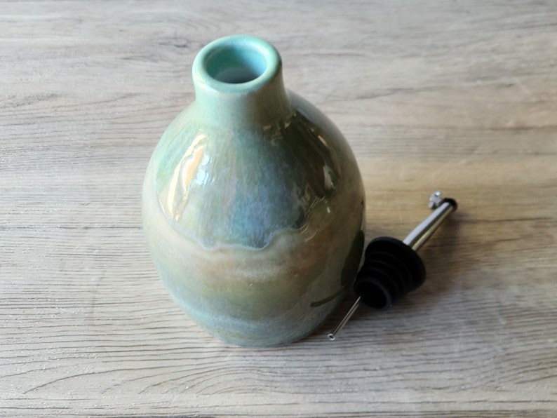 Hand made Pottery Oil Bottle Ceramic Olive oil pourer Oil dispencer made in Australia vinegar bottle image 7