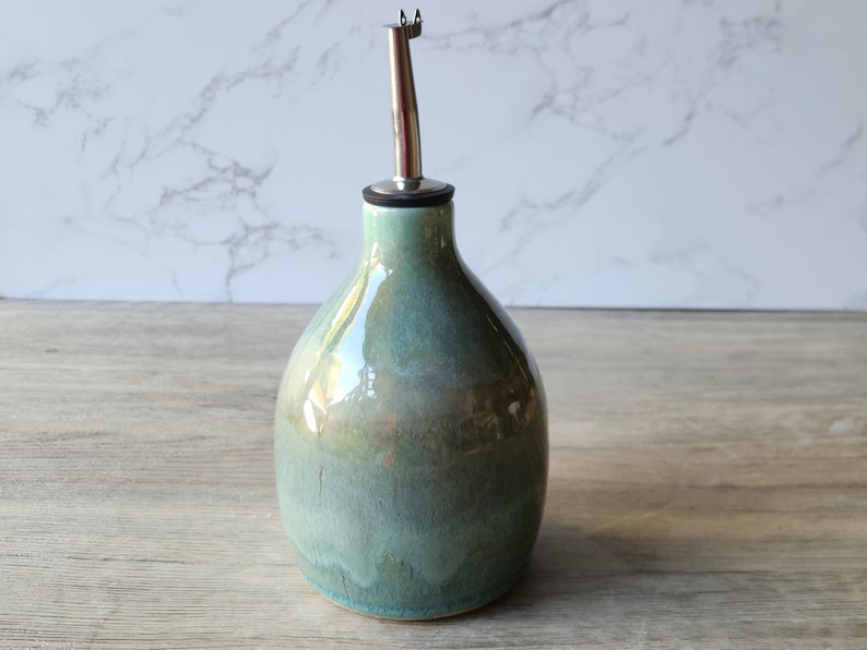 Hand made Pottery Oil Bottle Ceramic Olive oil pourer Oil dispencer made in Australia vinegar bottle image 3