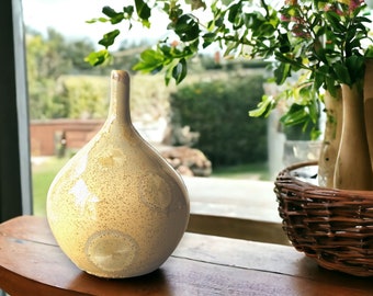 Unique Handmade porcelain Ceramic bud vase - Crystalline pottery small vase Made in Austalia - Denim Blue  on Mustard glaze