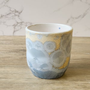 Small handmade pottery cup with crystalline glaze Hand made Ceramic tumbler pencil holder ceramic cylinder pottery mug image 4