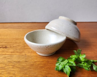 Small ceramic handmade bowl -  Condiment - Salt-  Dipper -trinket bowl