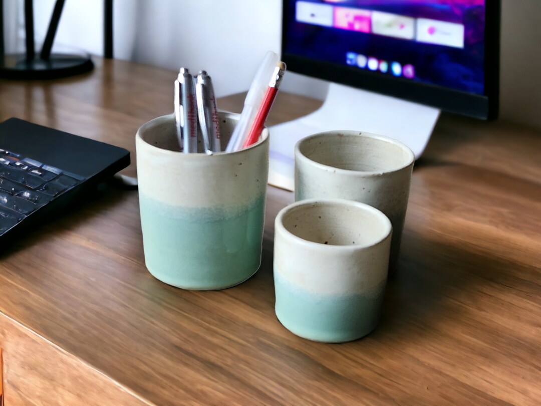 Hand Made Pottery 3 Size Vessels ceramic Pen Holder Desk Organizer ...