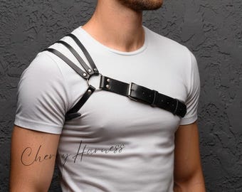 Rave handgemachter Mann Leder Harness, Brust Gürtel Bondage Harness Körper, Geschenk für Ihn