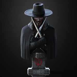 V wie Vendetta 3D Gedruckte Büste- Harz- Fotis Mint-12K Ultra High Quality Modell