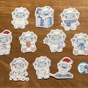 Yeti, abominable, sticker flakes, Yeti, winter, Christmas, holiday, penpal gift, Bigfoot, yeti stickers, abominable snowman, diecut stickers