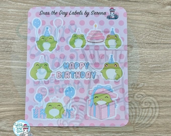 Sticker sheet, stickers, birthday, present, sticker collector, snail mail, penpal, planner, journal, stickers, frog, frog lover, celebration