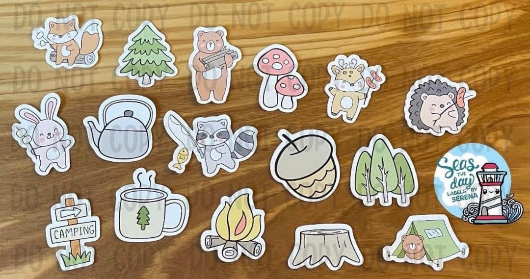 Camp Sticker Craft Stickers, Sticker, Camping, Woodland Animals, Camp, Summer Camp, Penpal ...